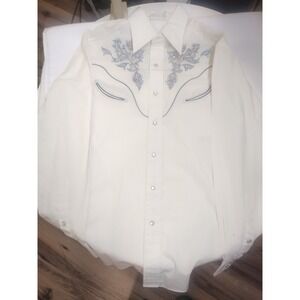 Vintage 70s Rocking K Ranchwear by Kennington white Embroidered Westen size M